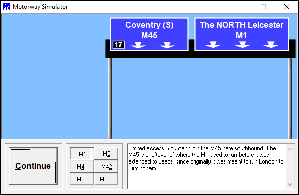 Screenshot of the Motorway Simulator v1