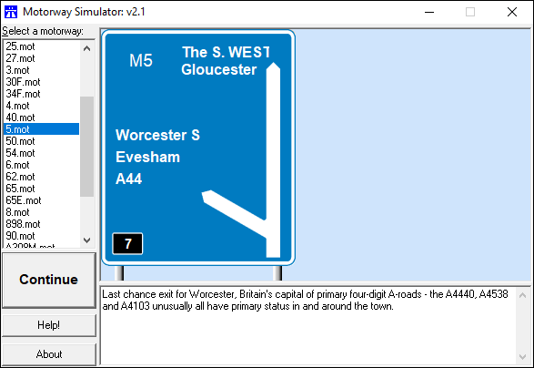 Screenshot of the Motorway Simulator v2